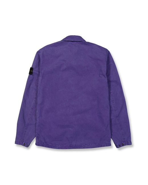 Stone Island Purple Compass-badge Zipped Shirt Jacket for men