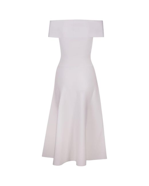 Fabiana Filippi White Knitted Dress With Off-Shoulders