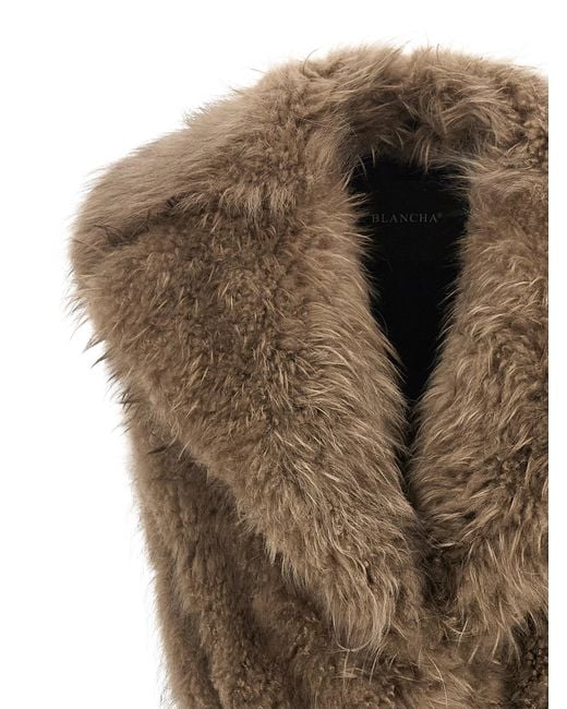 Blancha Brown Lamb Fur Sleeveless Jacket Clothing