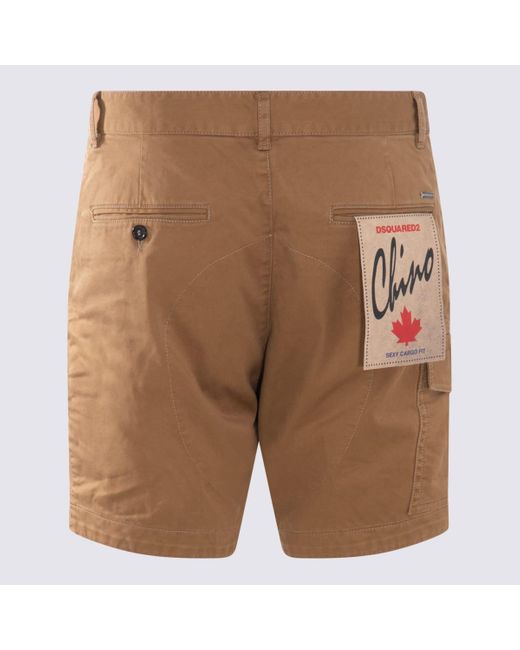 DSquared² Brown Camel Cotton Shorts for men