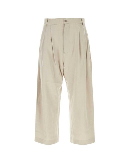 Hed Mayner White Sand Wool Wide-Leg Pant for men