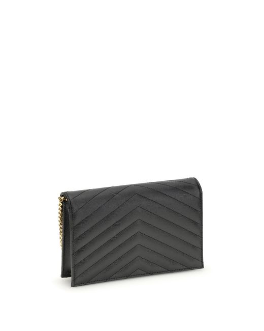Saint Laurent Black Cassandre Mini Shoulder Bag