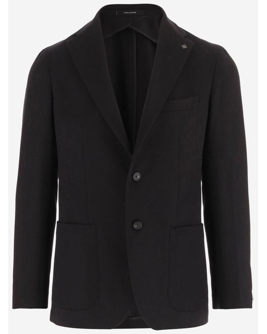 Tagliatore Black Jacket Camel Fabric for men