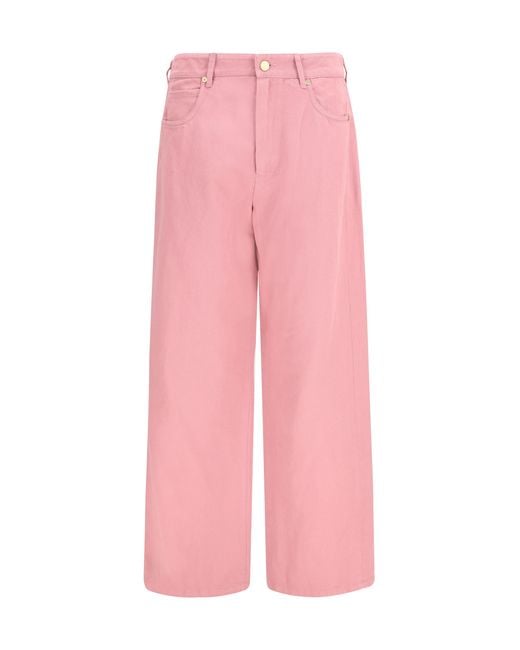 Max Mara Pink Cotton And Linen Pants Cotton