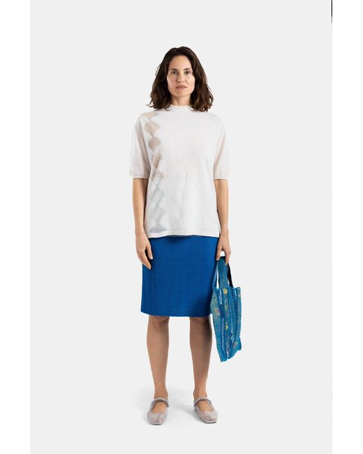 Bielo White Seashell Argyle Jacquard T-Shirt With Pattern Ecru T-Shirts And Polos