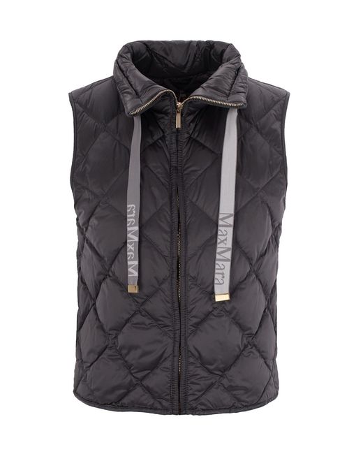 Max Mara Black Quilted Gilet Polyamide Waistcoats & Gilets