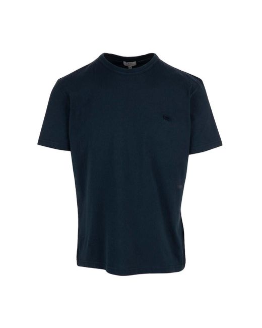 Woolrich Blue Logo Embroidered Crewneck T-Shirt for men