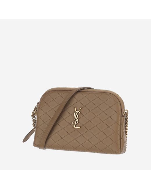 Saint Laurent Natural Quilted Leather Shoulder Bag Lambskin
