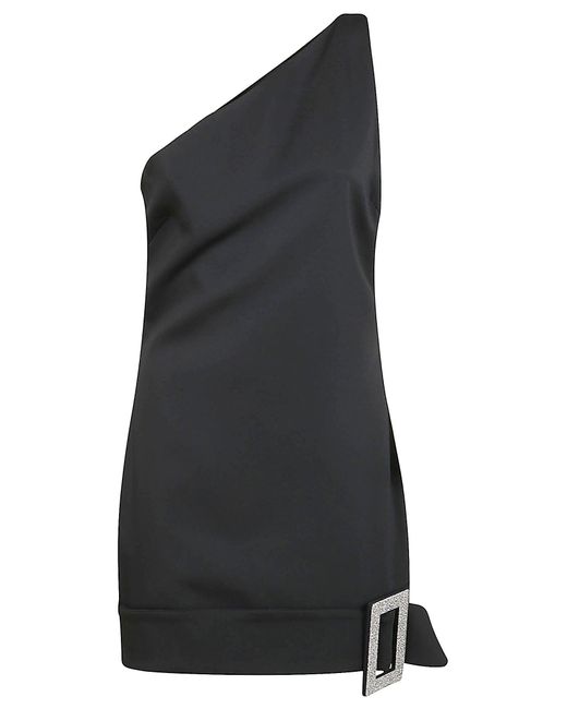 GIUSEPPE DI MORABITO Black Single-Shoulder Sleeveless Embellished Short Dress