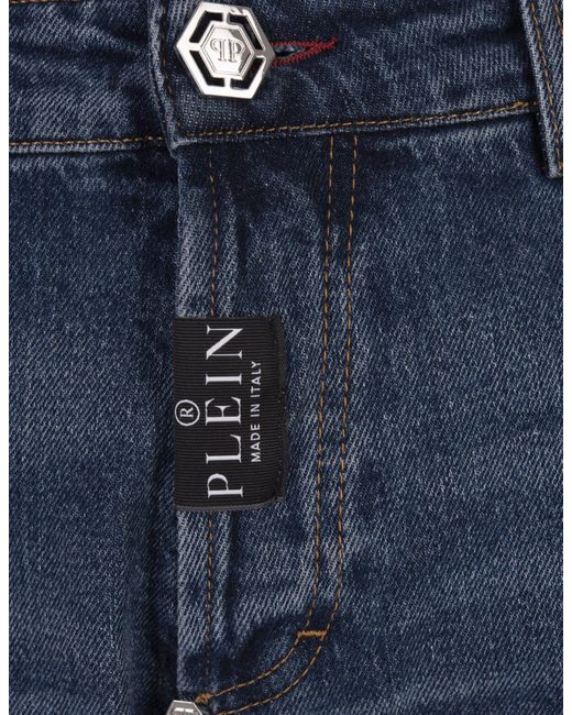 Philipp Plein Blue Denim Trousers Super Straight Cut Premium for men