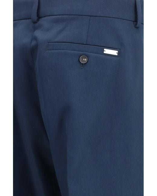 Ferragamo Blue Cotton And Cashmere Chinos Pants Cotton; Kashmir/Capra Hircus for men