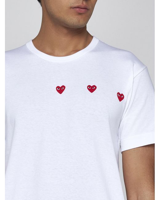 COMME DES GARÇONS PLAY White 3 Heart Cotton T-Shirt for men