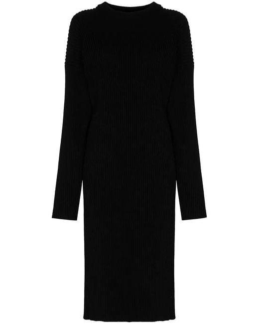 Bottega Veneta Black Cut-Out Knee-Length Sweater Dress