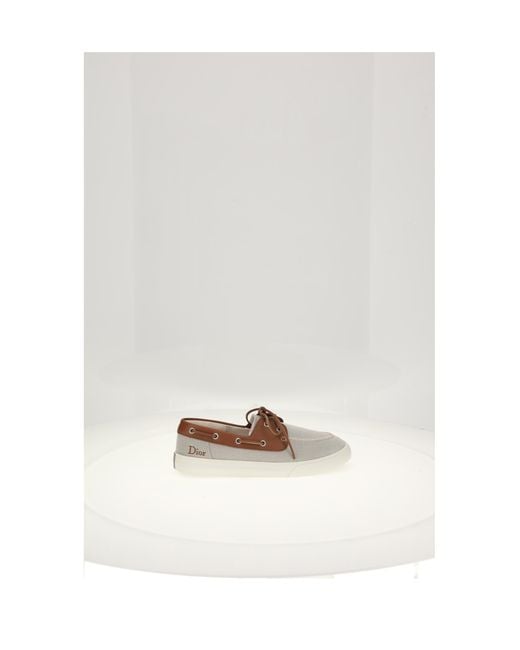 Dior White Boat Shoes Chester Calf Leather Loafers for men