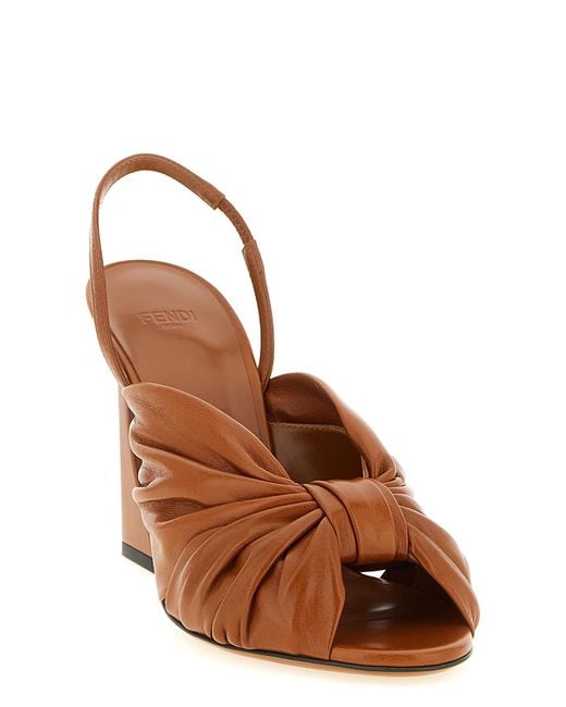 Fendi Brown Lamb Leather Stiletto Heel Sandals