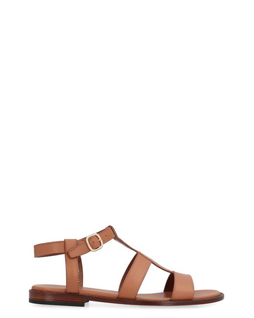 Doucal's Brown Urano Leather Sandals