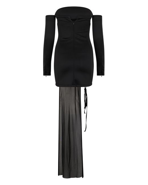 Blumarine Black Mini Dress Wide Neck Polyester