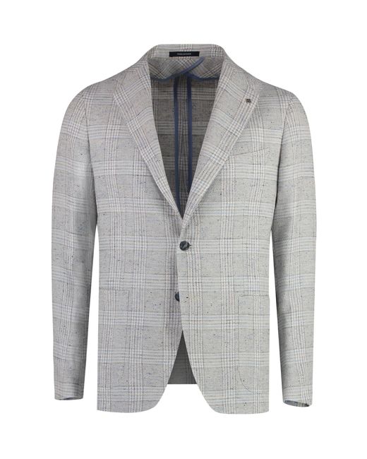 Tagliatore Gray Cotton Blend Single-Breast Jacket for men