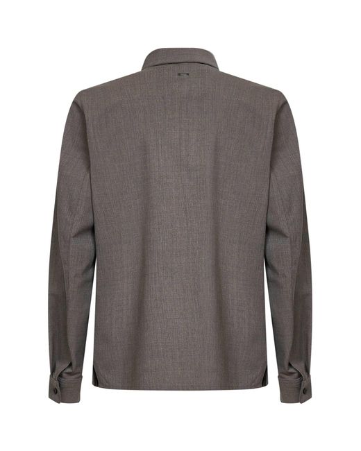 Herno Gray Dove Bi-Stretch Wool Canvas Shirt for men