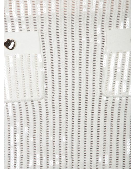 Self-Portrait White Mini Sequin Skirt