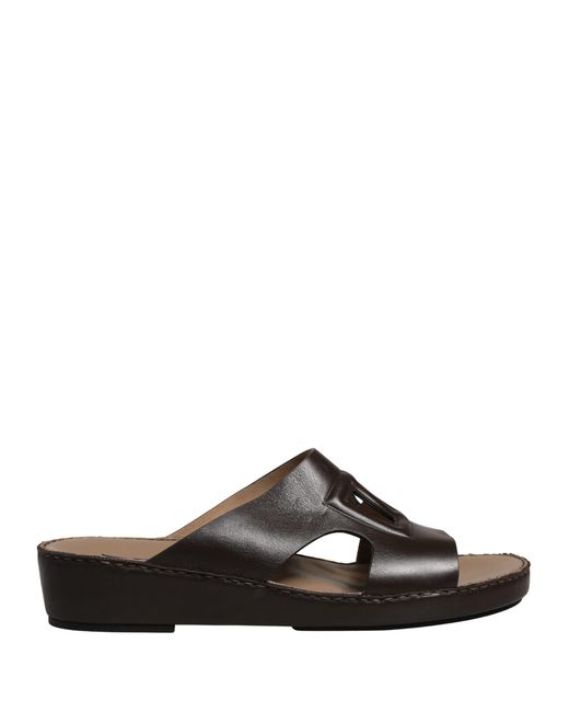 Dolce & Gabbana Brown Leather Cutout Dg Logo Sandals Shoes for men