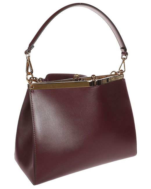 Etro Purple Leather Top Handle Shoulder Bag