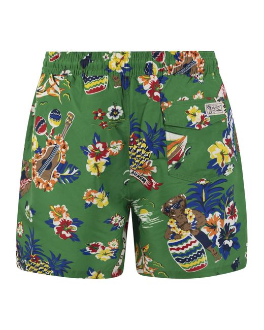Polo Ralph Lauren Green Traveler Polo Bear Beach Boxer Shorts for men