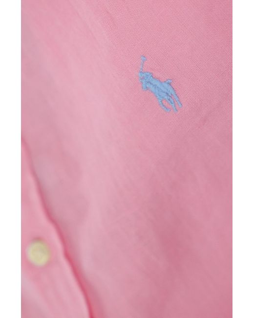 Ralph Lauren Pink Linen Shirt With Pony Logo for men