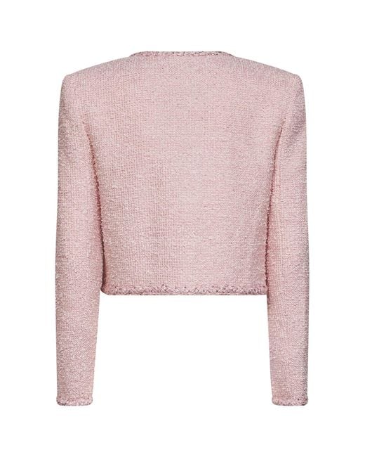 Self-Portrait Pink Bouclé Jacket With Braided Trimmings