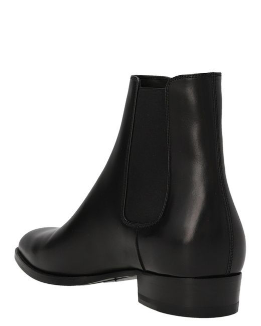 Saint Laurent Black Wyatt Ankle Boots for men