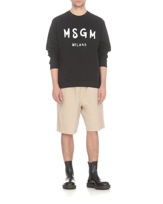 MSGM Black Sweatshirt With Logo for men