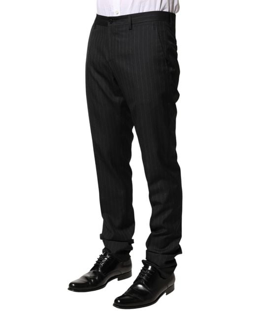 Dolce & Gabbana Black Stripes Wool Dress Trousers Pants Se+Wv for men
