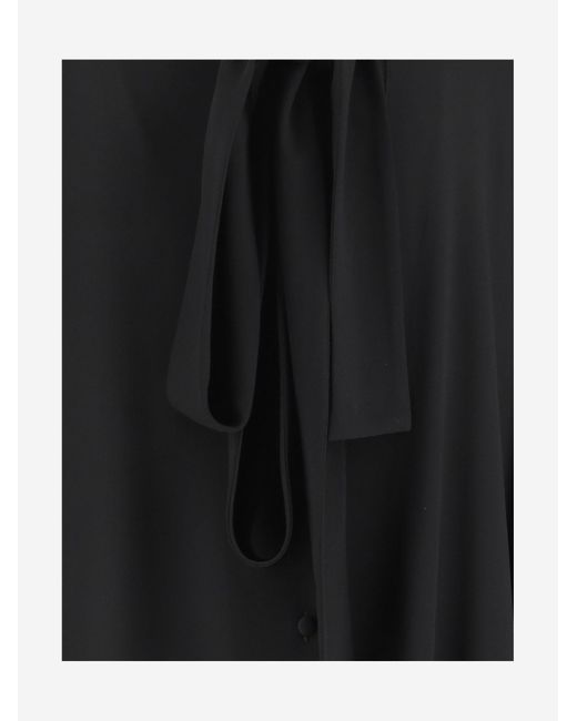 Balenciaga Black Silk Georgette Blouse With Lavalliere Collar Knitwear
