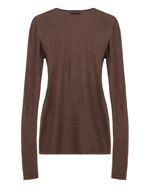 Pinko Brown Sequin Long Sleeve Top Pico Wool Tops