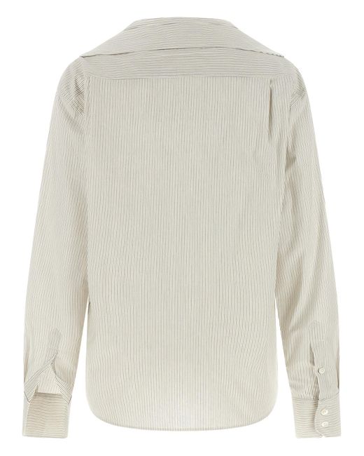 MM6 by Maison Margiela White Trompe Loeil Collar Shirt Cotton Shirt, Blouse
