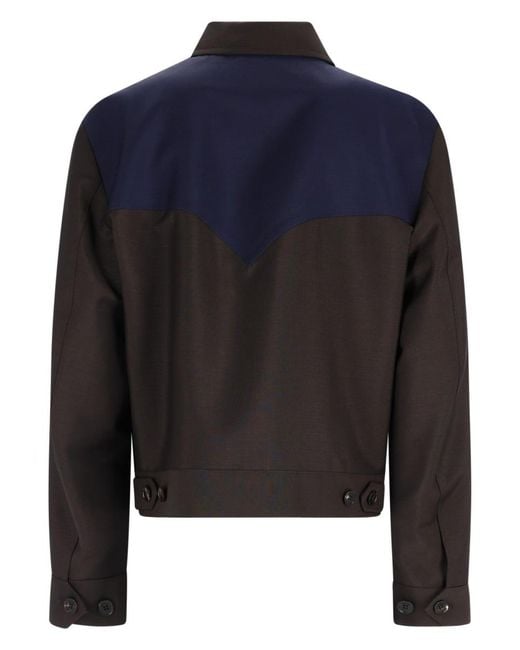 Versace Blue Jacket Wool-Mohair Zip for men