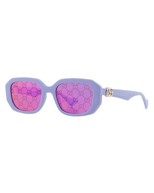 Gucci Purple Sunglasses Geometric Full Rim, Liliac Frame And Gg Pattern Lens Gg1535S004