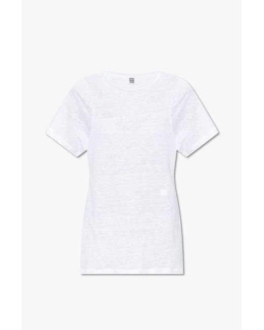 Totême  White Linen T-shirt With Logo