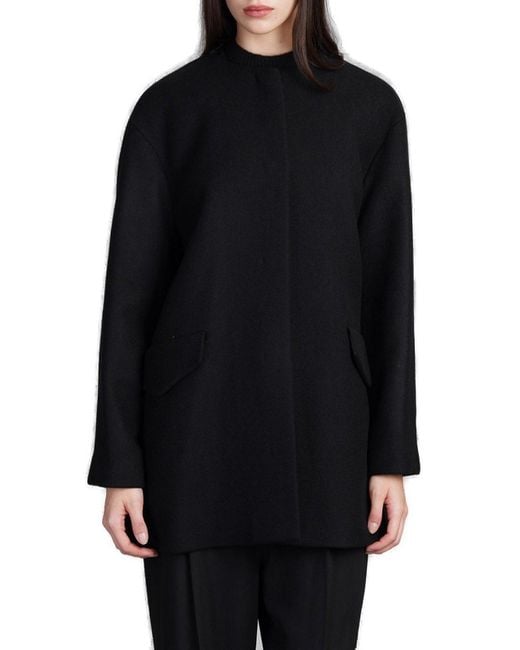 Theory Black Cape Back Melton Coat