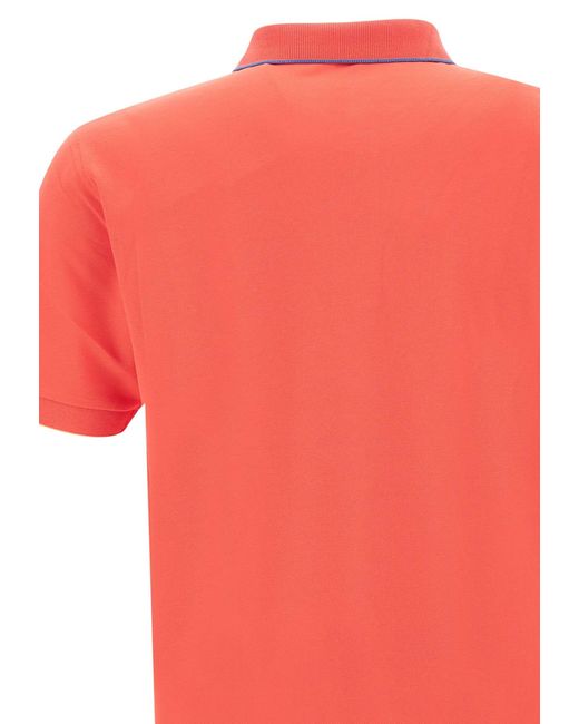 Sun 68 Pink Small Stripe Cotton Polo Shirt for men