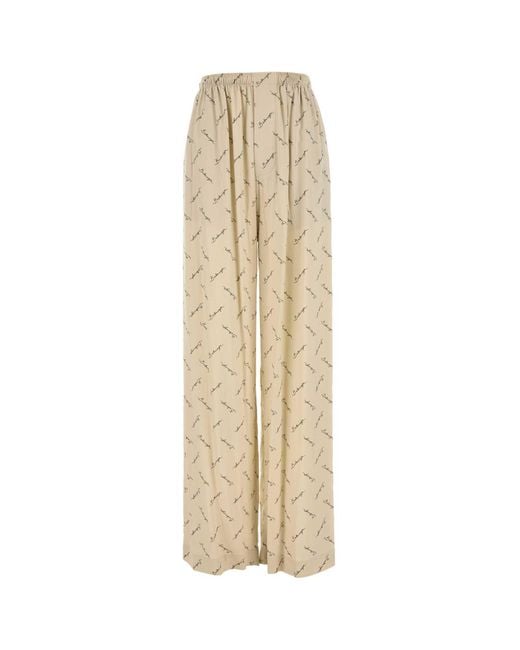 Balenciaga White Printed Viscose Pyjama Pant