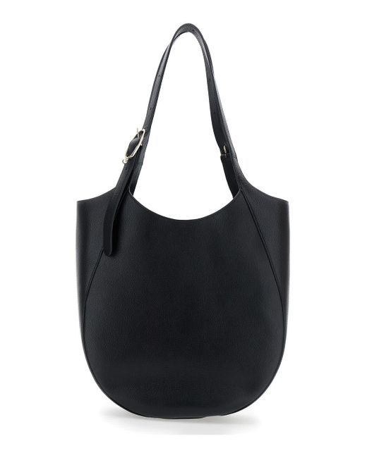 Longchamp Black 'Le Foulonné' Xl Shoulder Bag With Two Top Handles And Buckle Closure