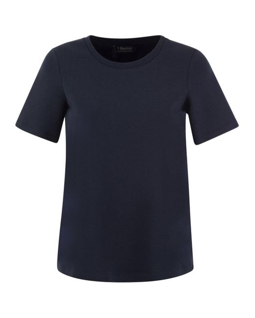 Max Mara Blue Fianco Scuba Jersey T Shirt With Logo