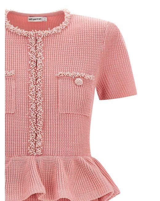 Self-Portrait Pink Polyester Midi Dress
