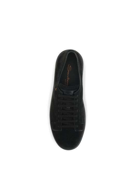 Santoni Black Suede Sneakers for men