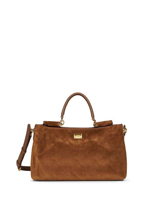 Dolce & Gabbana Brown Camel Vittoria Medium Handbag With Shoulder Strap
