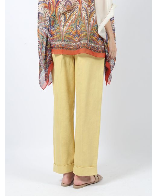 Etro Yellow Cropped Chino Trousers