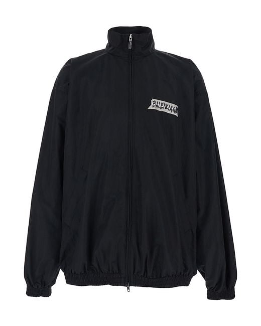 Balenciaga Black Jacket High-Collar Cotton Coat for men