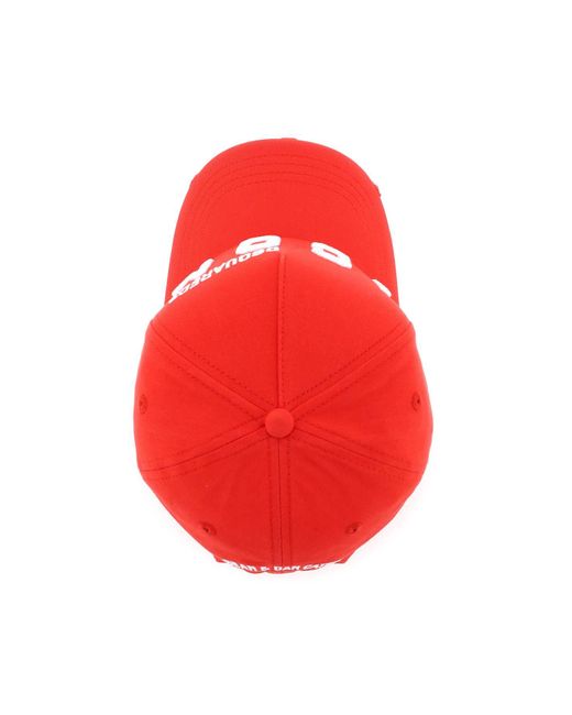 DSquared² Red Baseball Cap With Logo for men