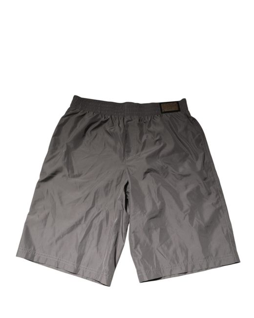 Dolce & Gabbana Gray Light Nylon Elastic Waist Shorts Swimwear for men